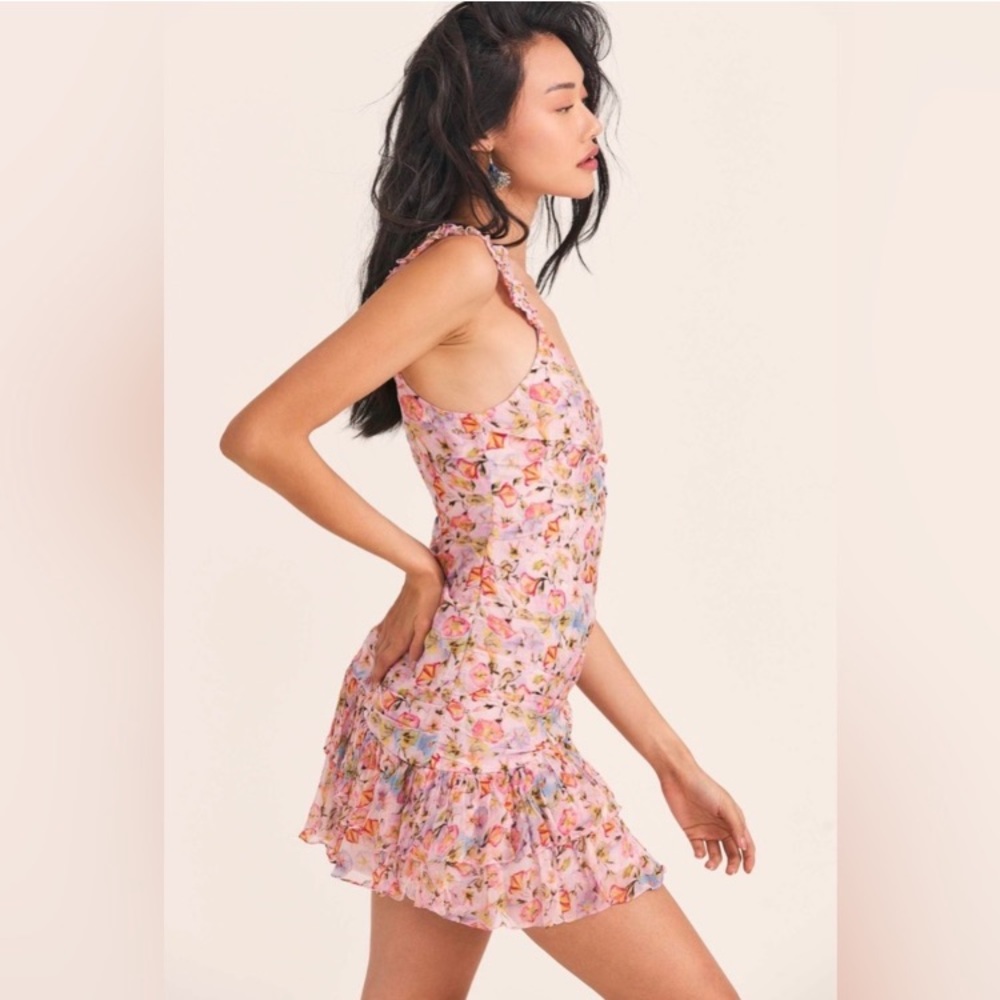 LoveShackFancy Ruffle Floral Mini Crepon Dress - Picture 6 of 14